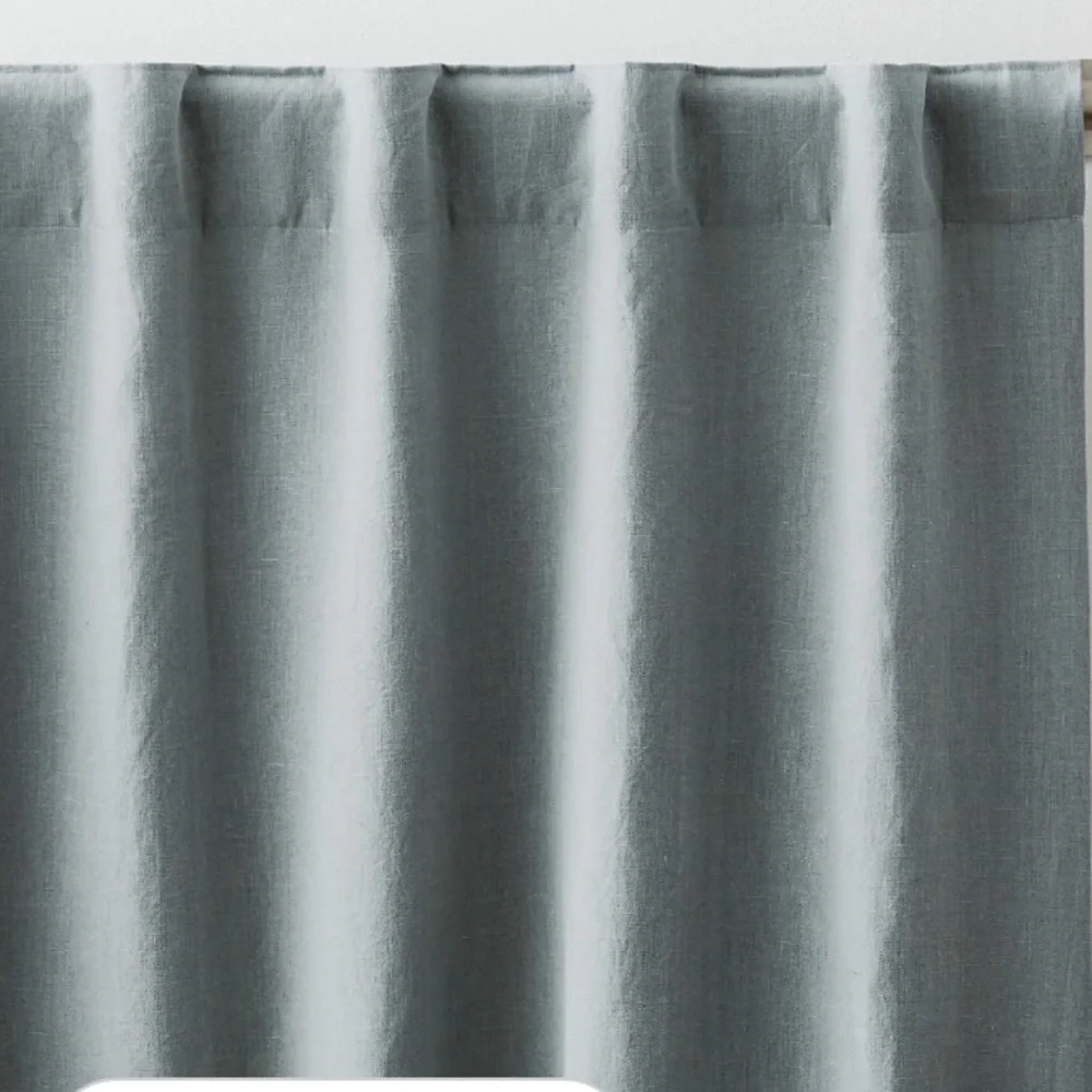 CRATE & BARREL EUROPEAN FLAX CERTIFIED LINEN DRAPERY PANEL SET OF 2 - 52…